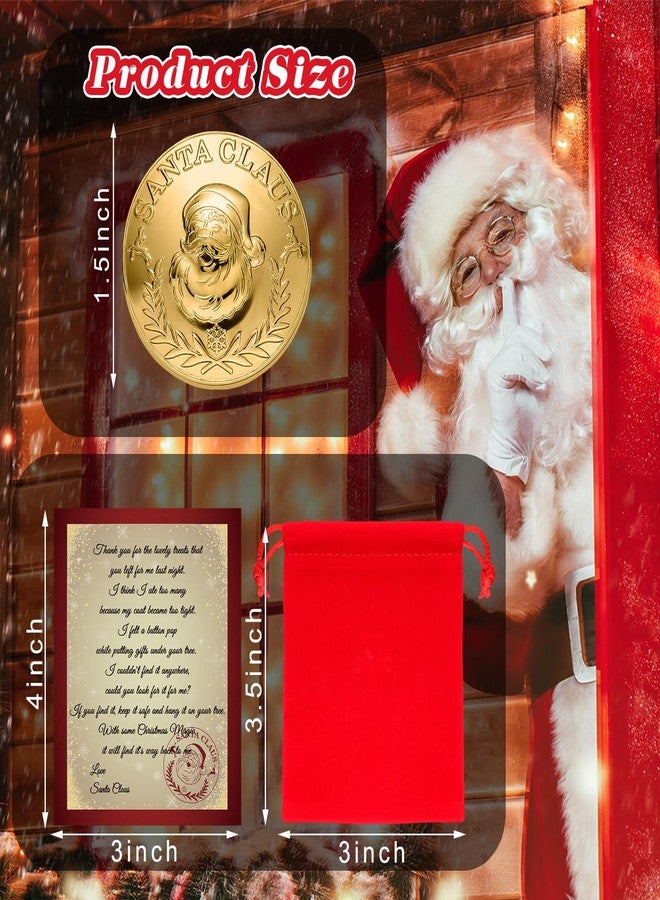Daifunli Santa's Lost Button Extra Large Gold 1.5" Diameter Santa Lost Button with with Letter from Santa and Red Velvet Bag for Christmas Morning Santa Leave Behind Santa Evidence Find Santa's Lost Button - Image 3